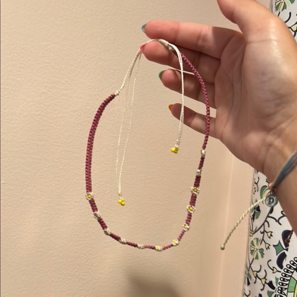 Handcrafted Pink and Yellow Beaded Necklace